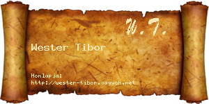 Wester Tibor névjegykártya
